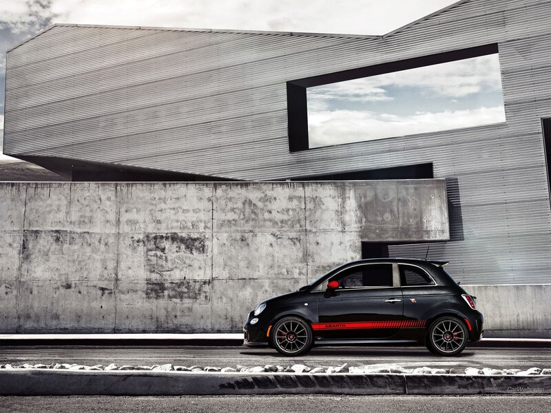 Black Fiat Abarth parked outside
