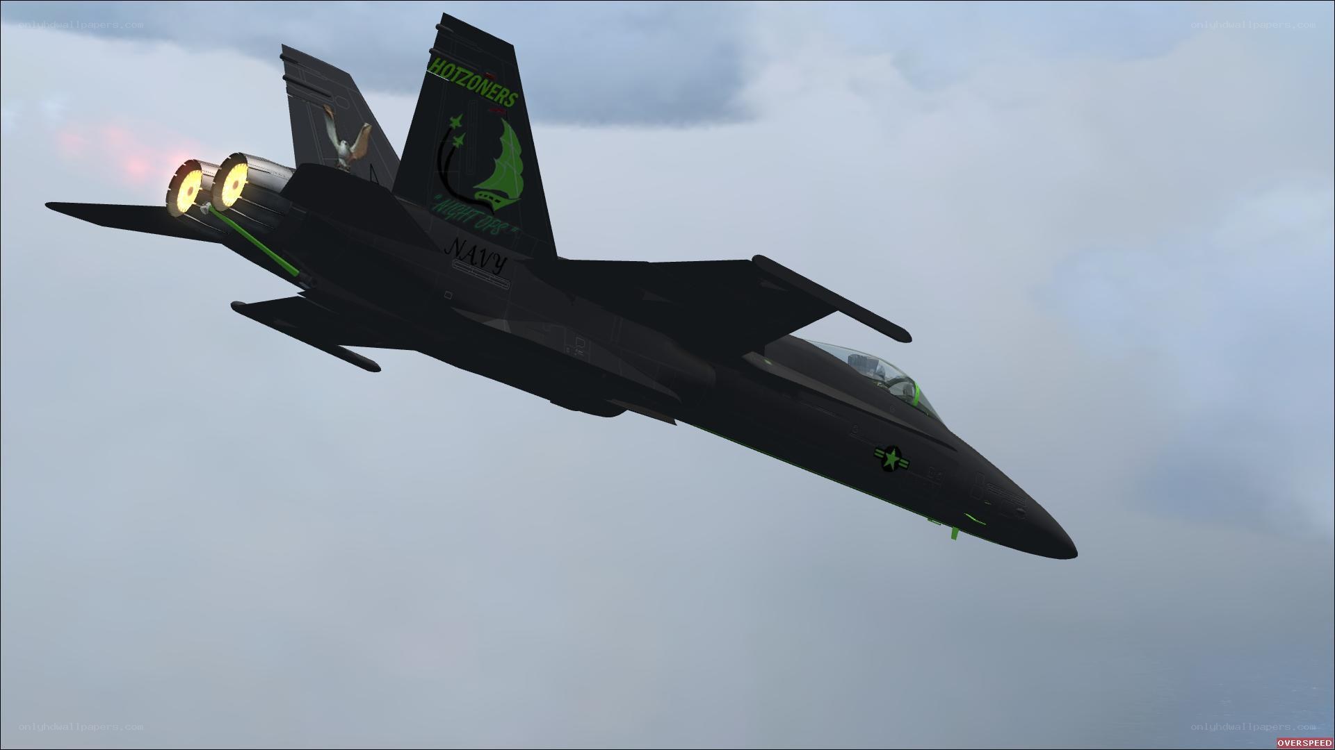 Black fighter jet in flight