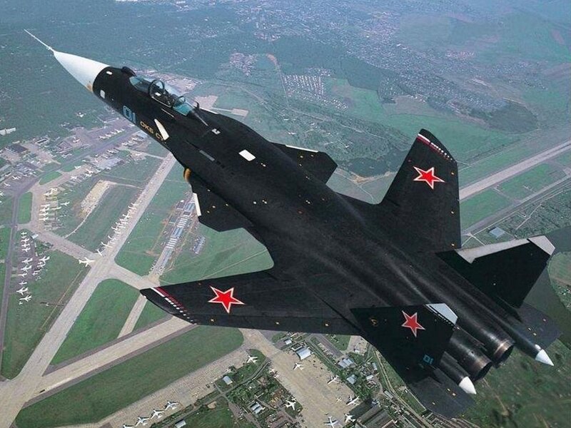 Black Fighter Jet in Flight — Dramatic
