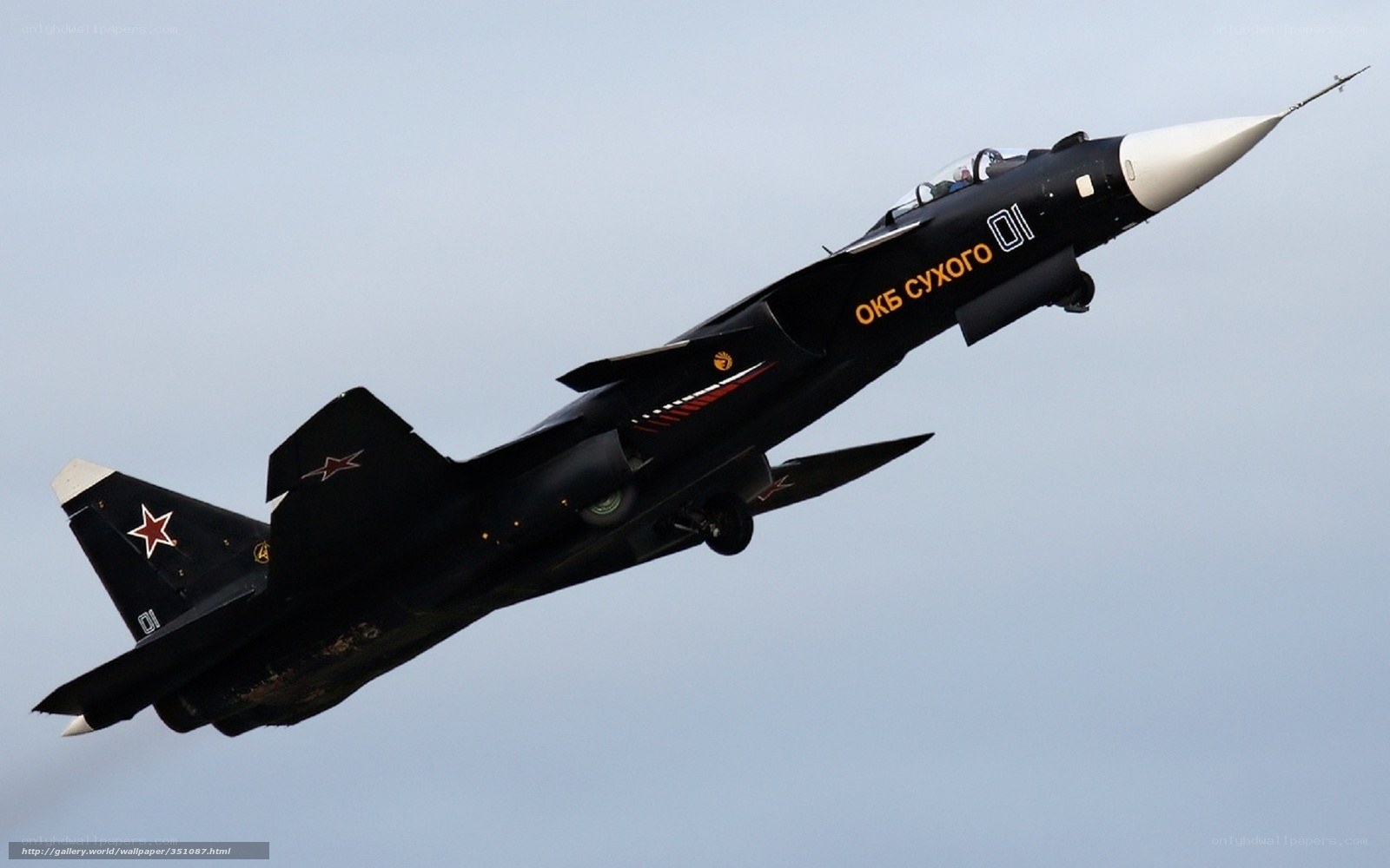 Black fighter jet in flight