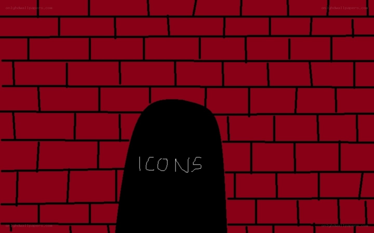 black figure with icons text