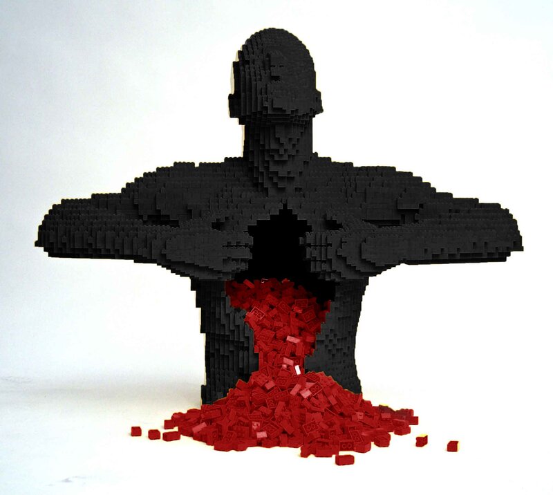 Black Figure with Red Bricks
