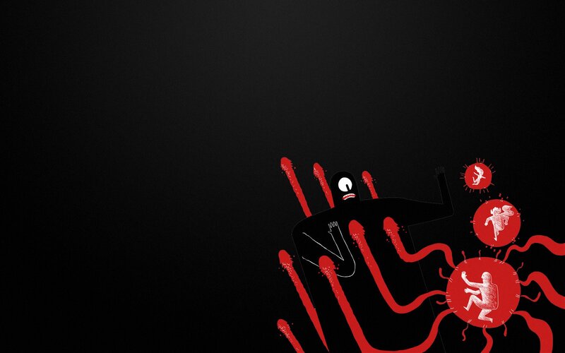 Black Figure with Red Tendrils