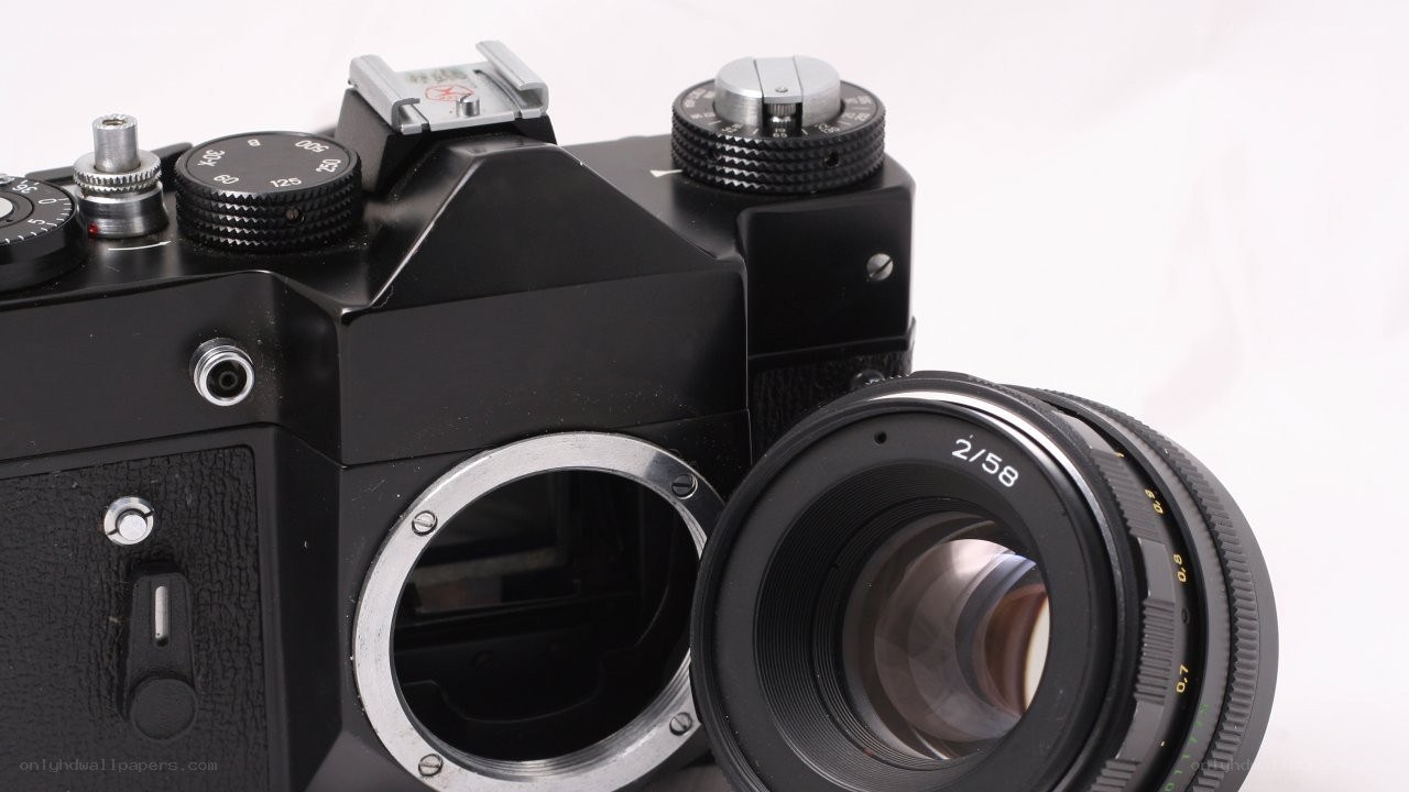 black film camera with lens
