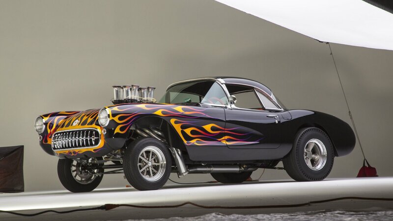 Black Flame-painted Car — Dramatic, Photograph
