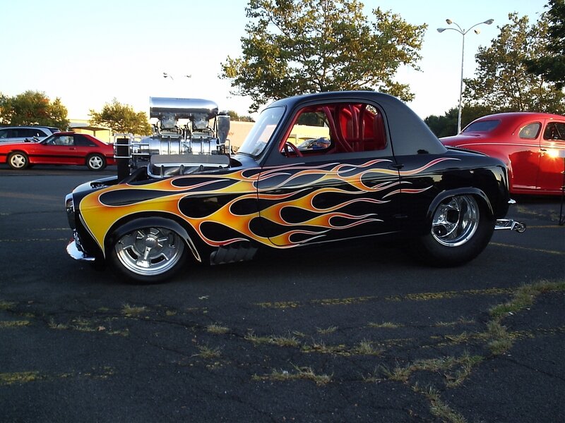 Black Flame-painted Hot Rod