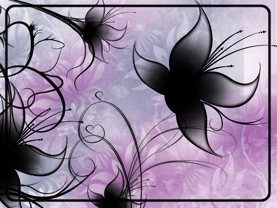 black floral design on purple