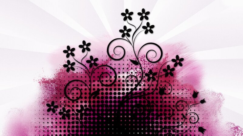 Black Floral Design — Pink