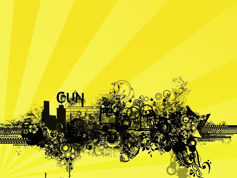 Black Floral Design — Yellow