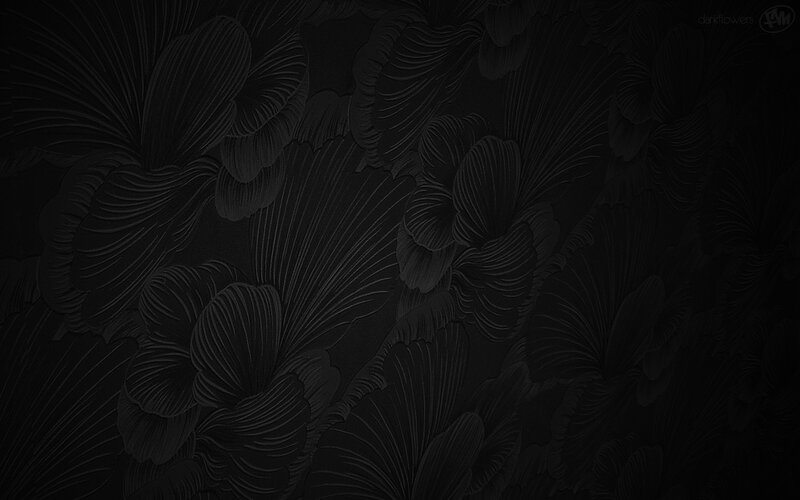 Black Floral Pattern — Dark, Digital Art, Flowers