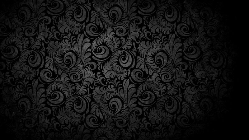 Black Floral Pattern — Dark, Illustration, Swirls, Leaves, Gray