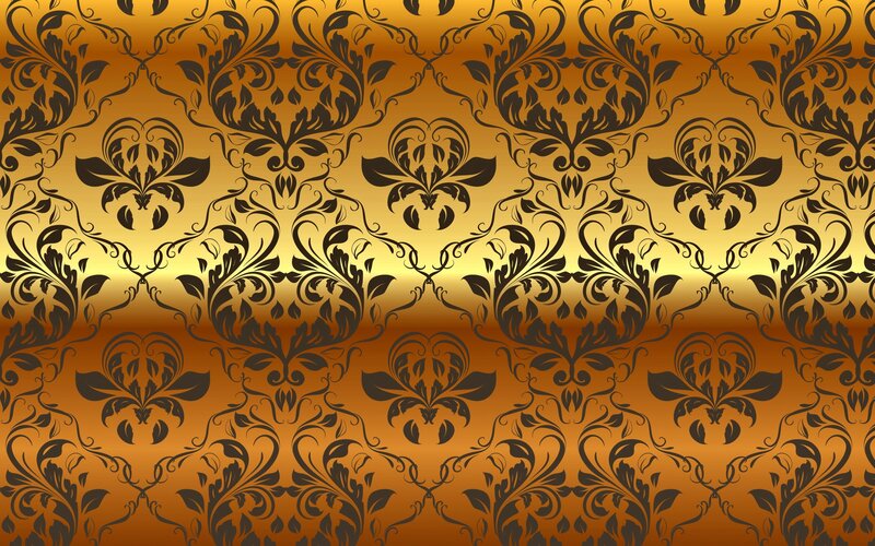 Black Floral Pattern — Gold