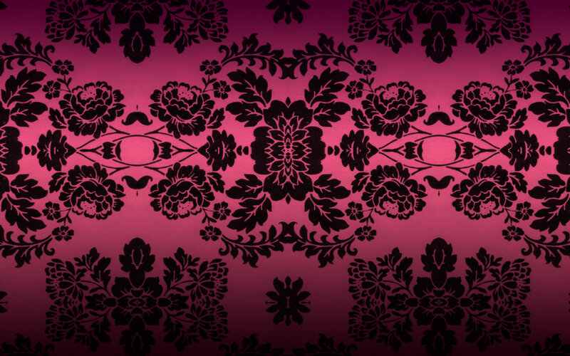 Black Floral Pattern — Pink