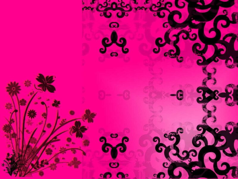 Black Floral Pattern — Pink, Vibrant, Digital Art