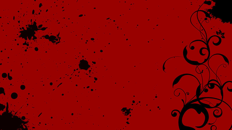 Black Floral Pattern — Red