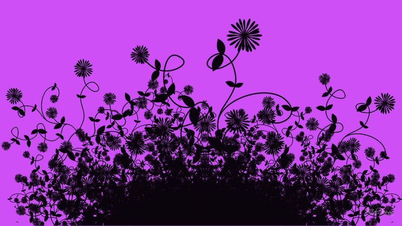 black floral silhouette on purple