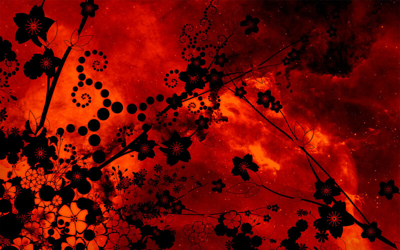 Black Floral Silhouettes — Red