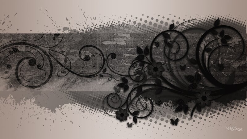 Black Floral Swirls