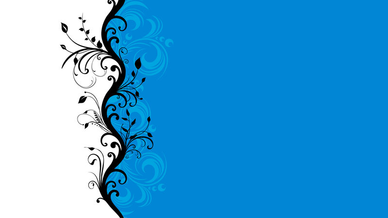 Black Floral Vine Design — Blue