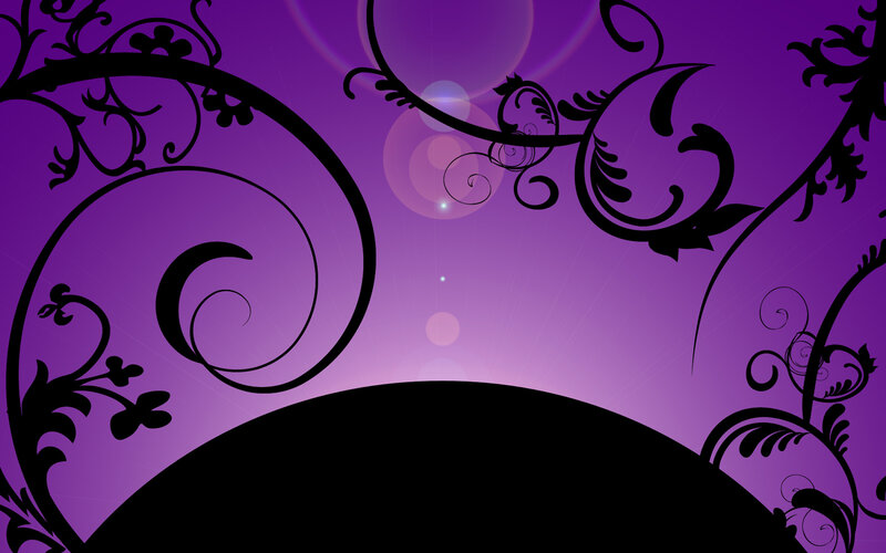 Black Floral Vines on Purple — Mystical