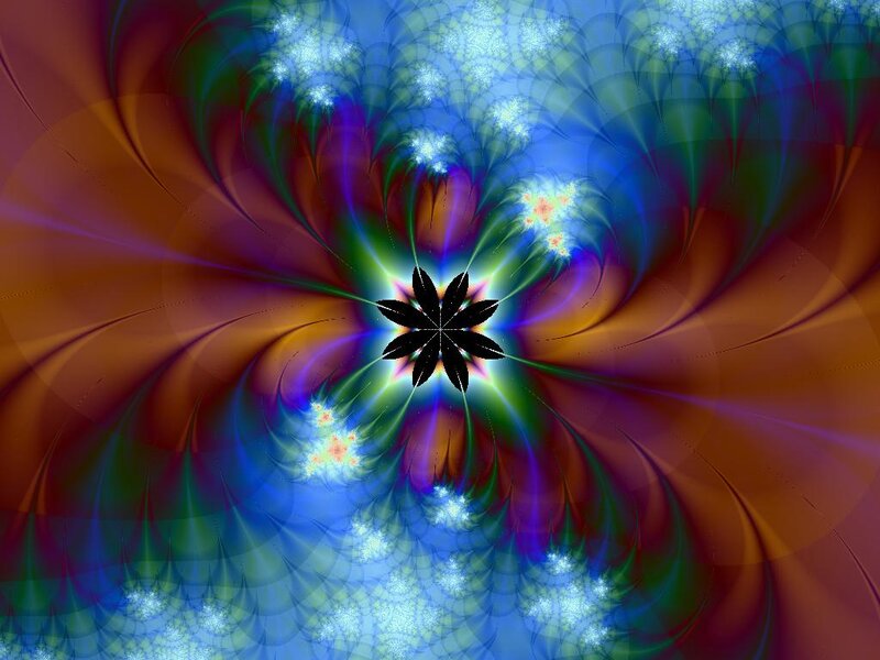 Black Flower Fractal — Blue, Hypnotic