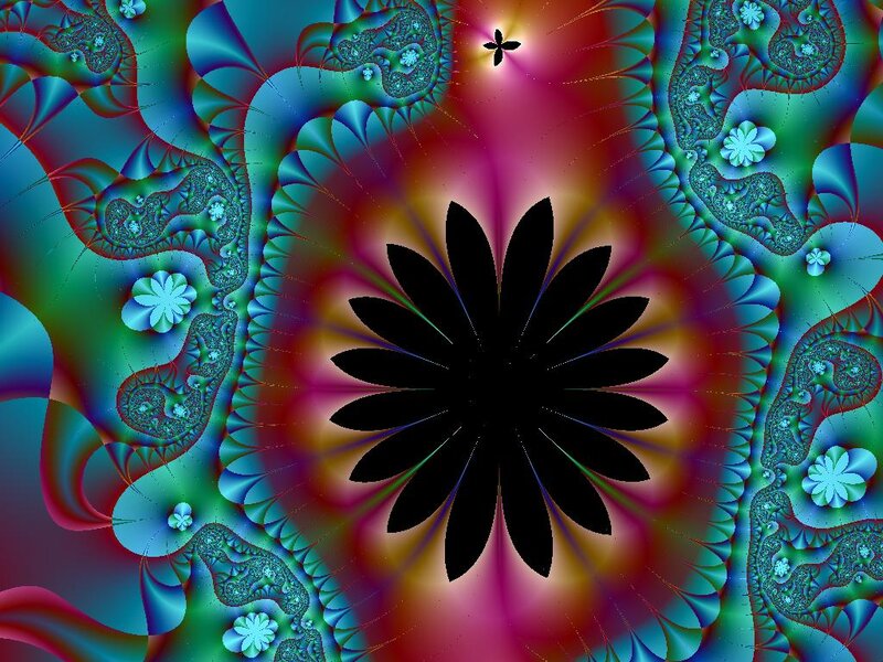 Black Flower Fractal — Blue
