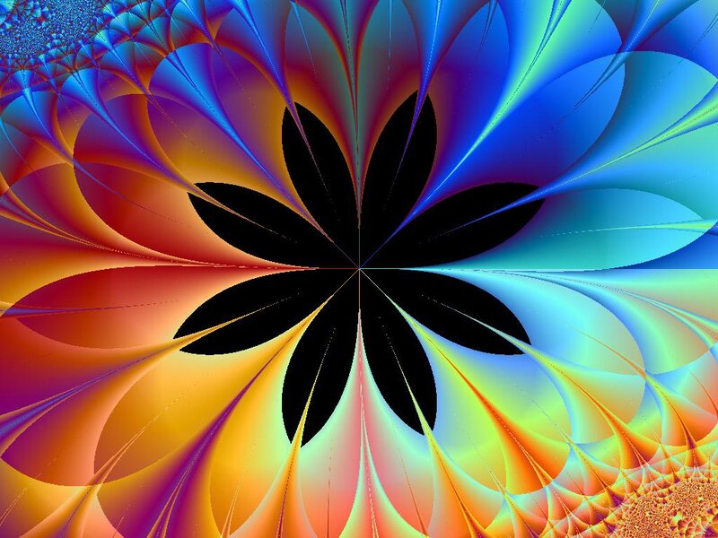 Black Flower Fractal — Blue, Vibrant