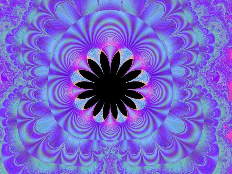 Black Flower Fractal — Purple, Hypnotic