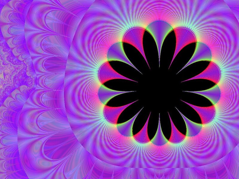 Black Flower Fractal — Purple