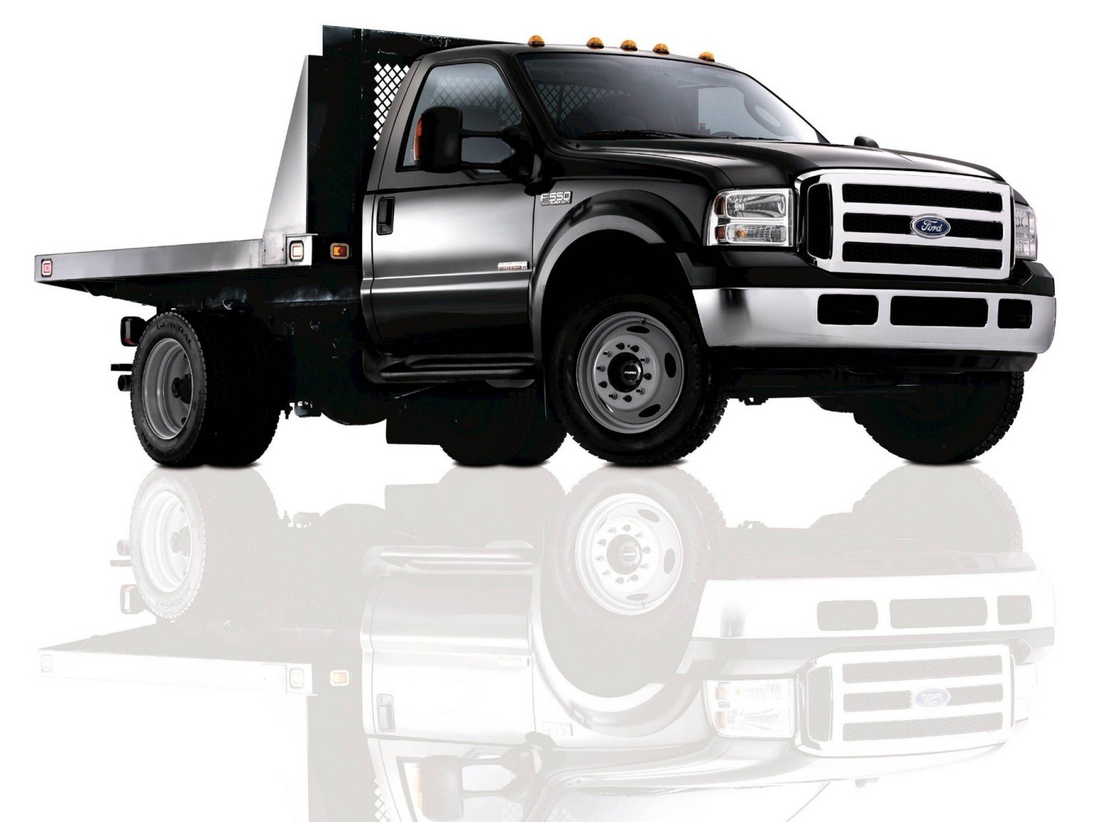 black ford f550 flatbed truck