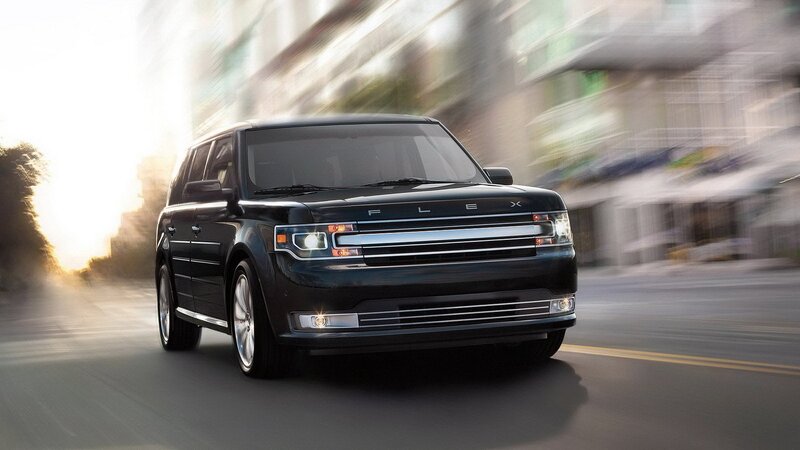 Black Ford Flex SUV — Dynamic, Sunset