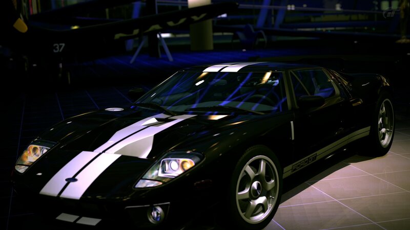 Black Ford GT Car — Dramatic, Night