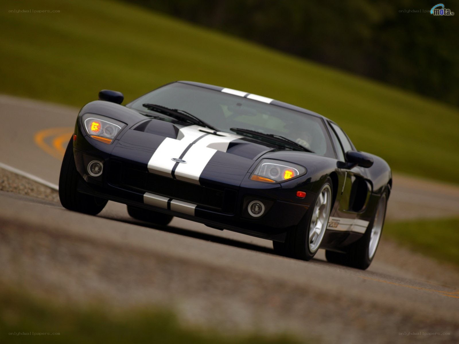 black ford gt on a road