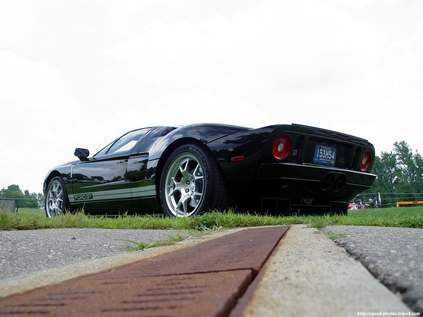 Black Ford GT on grass