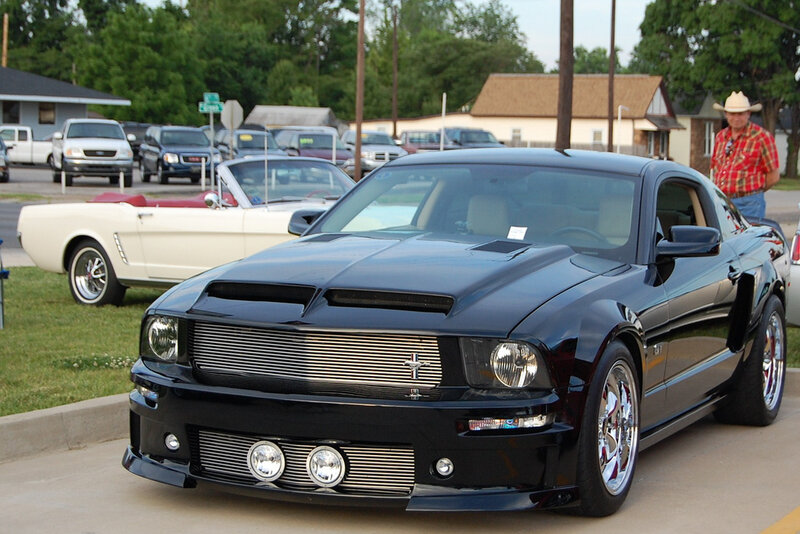 Black Ford Mustang at car show