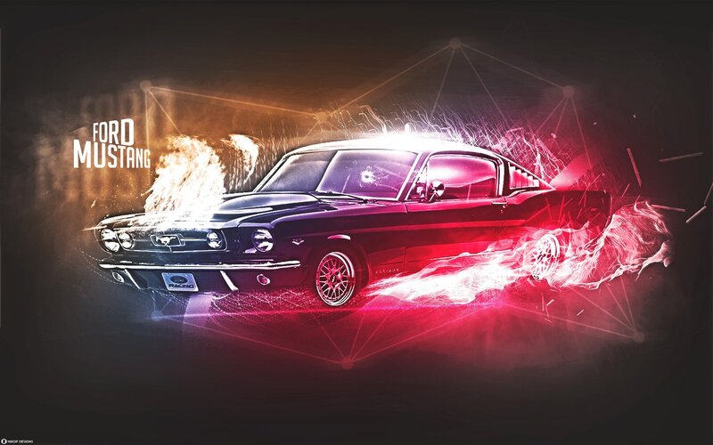 Black Ford Mustang Car — Dramatic