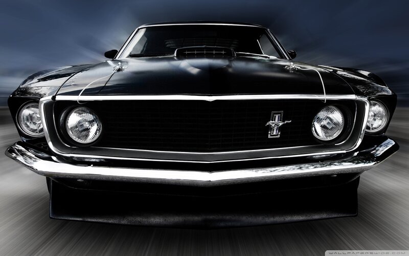 Black Ford Mustang classic car