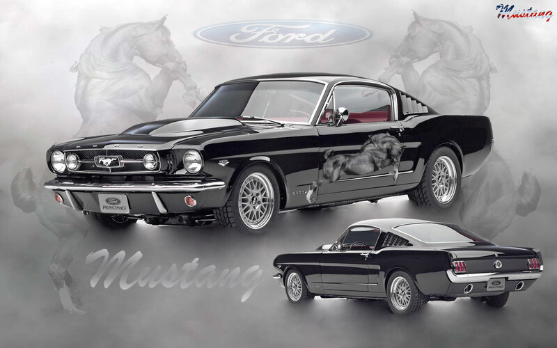 Black Ford Mustang classic car