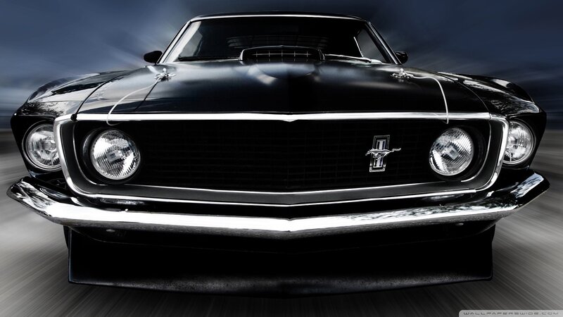 Black Ford Mustang classic car