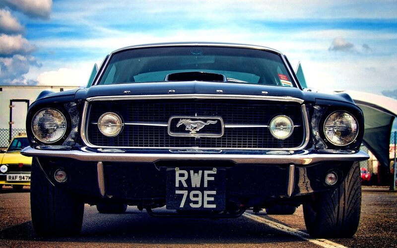 Black Ford Mustang — Dramatic, Afternoon, Photograph