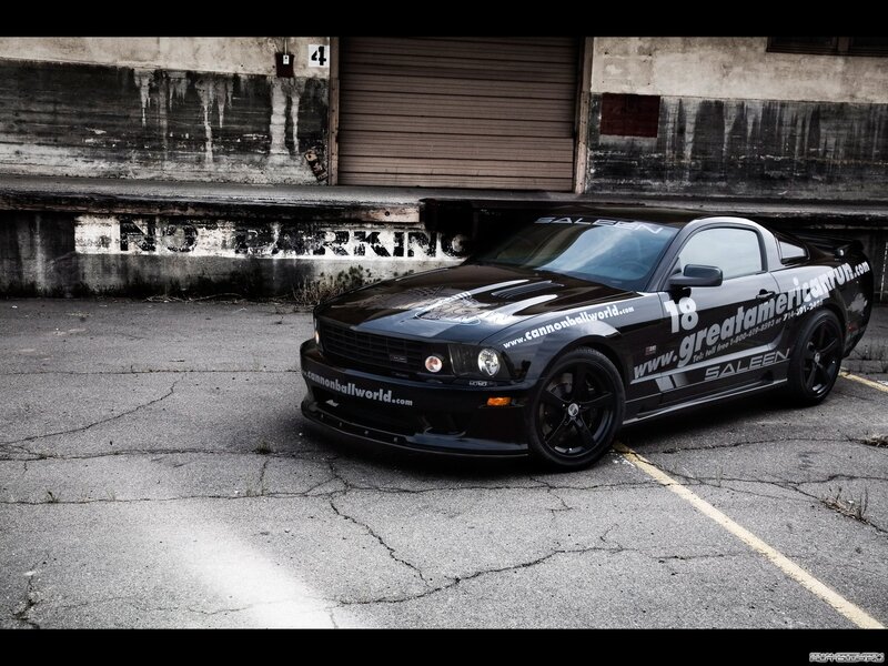Black Ford Mustang — Dramatic, Photograph, Car, Building, Graffiti
