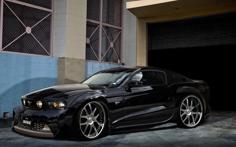 Black Ford Mustang — Dramatic, Photograph, Car, Building