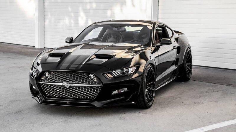 Black Ford Mustang — Dramatic, Photograph, Car, Garage, Hood Vents