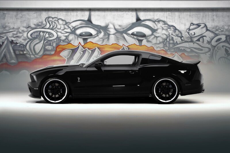 Black Ford Mustang — Dramatic, Photograph, Car, Graffiti Wall