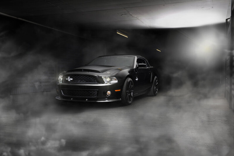 Black Ford Mustang — Dramatic, Photograph, Car, Smoke