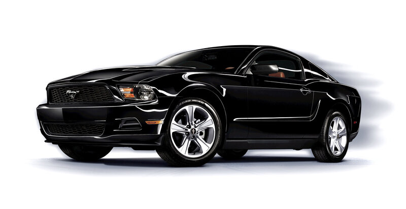 Black Ford Mustang — Dramatic, Photograph, Car, Wheel, Headlight