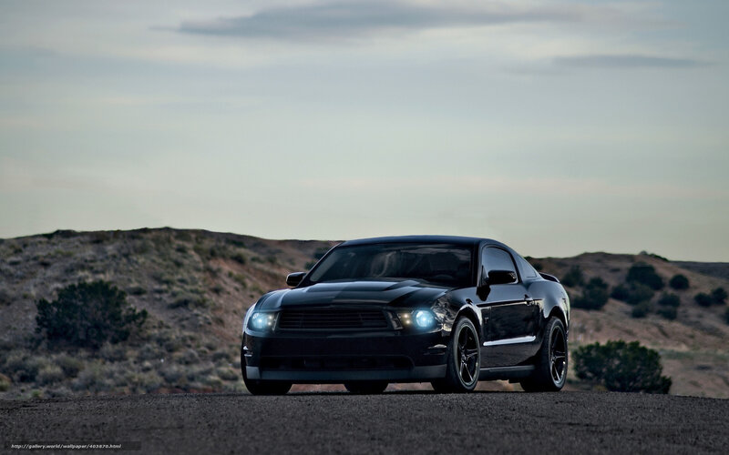 Black Ford Mustang — Dramatic, Sunset, Photograph