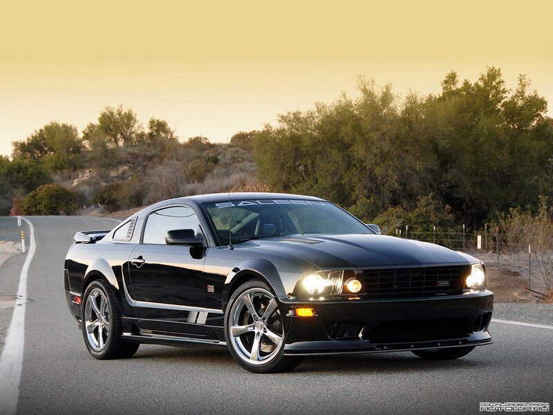 Black Ford Mustang — Dramatic, Sunset