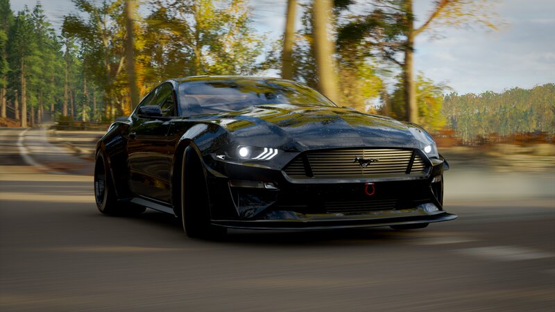 Black Ford Mustang — Dynamic, Autumn
