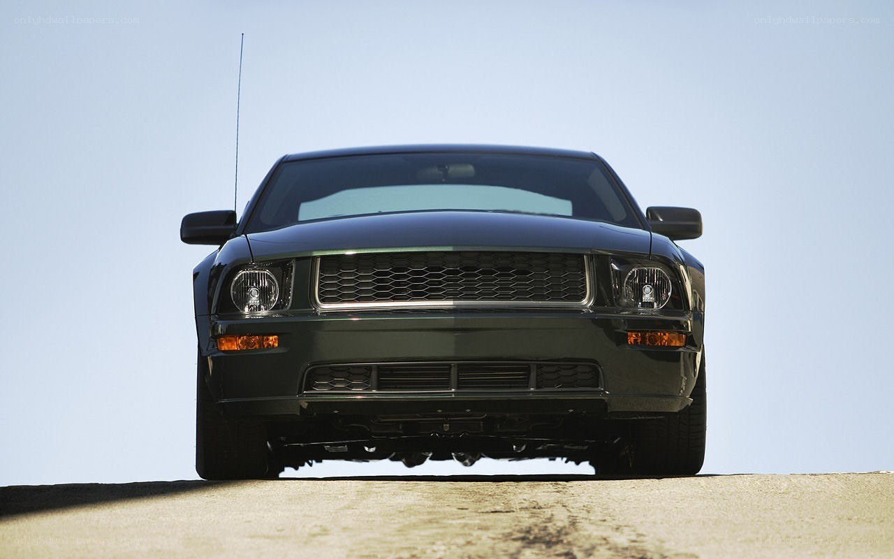 black ford mustang front view